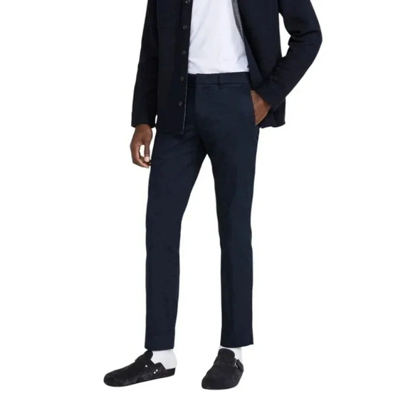 Vince Cotton Twill Griffith Mens Slim Fit Chino Pant Size 33 Coastal Navy Blue - Picture 1 of 14